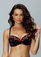 Push-up bra, embroidery, lace edge