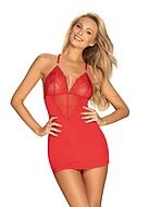 Skin-tight chemise, lace panel, crossing straps