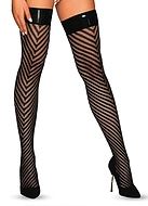Exclusive stockings, faux leather, cut out, chevron pattern