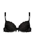 Classic push-up bra, bow, eyelet lace, ruffle trim, A to D-cup