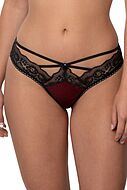 Seductive thong, floral lace, crossing straps, small dots