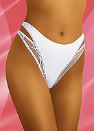 High cut briefs, sheer mesh, shimmering double straps